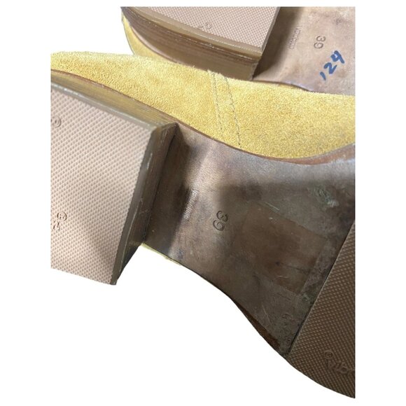 Alexander Wang Kori Bootie Boots Cut Out Block Heel Suede Camel Shoes 39 US 9 - Picture 6 of 12